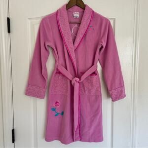 Disney Store Girls Youth Disney Princess Pink Fleece Embroidered Bath Robe L
